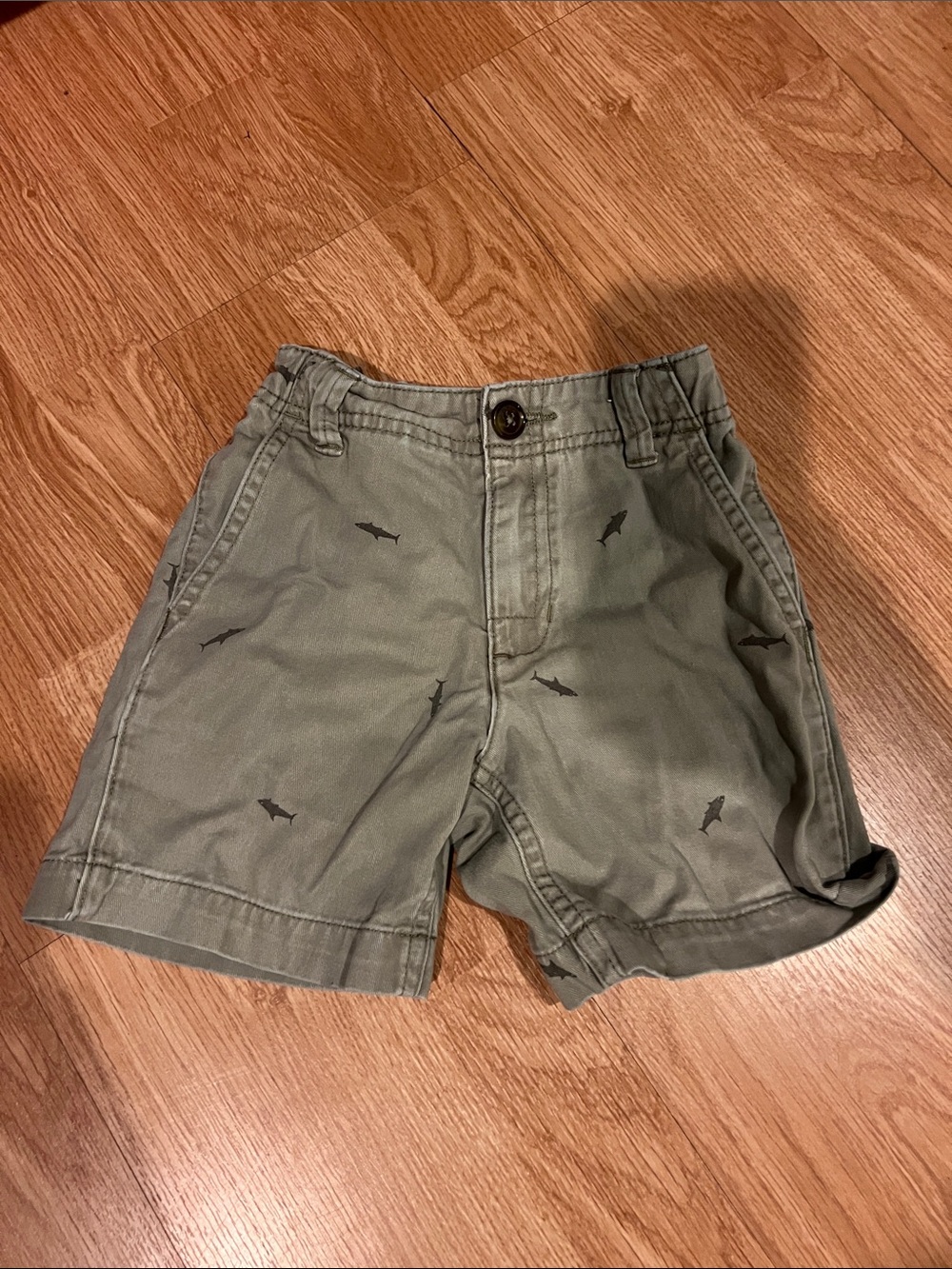 Carter's Olive Green Shark-Pattern Cotton Shorts